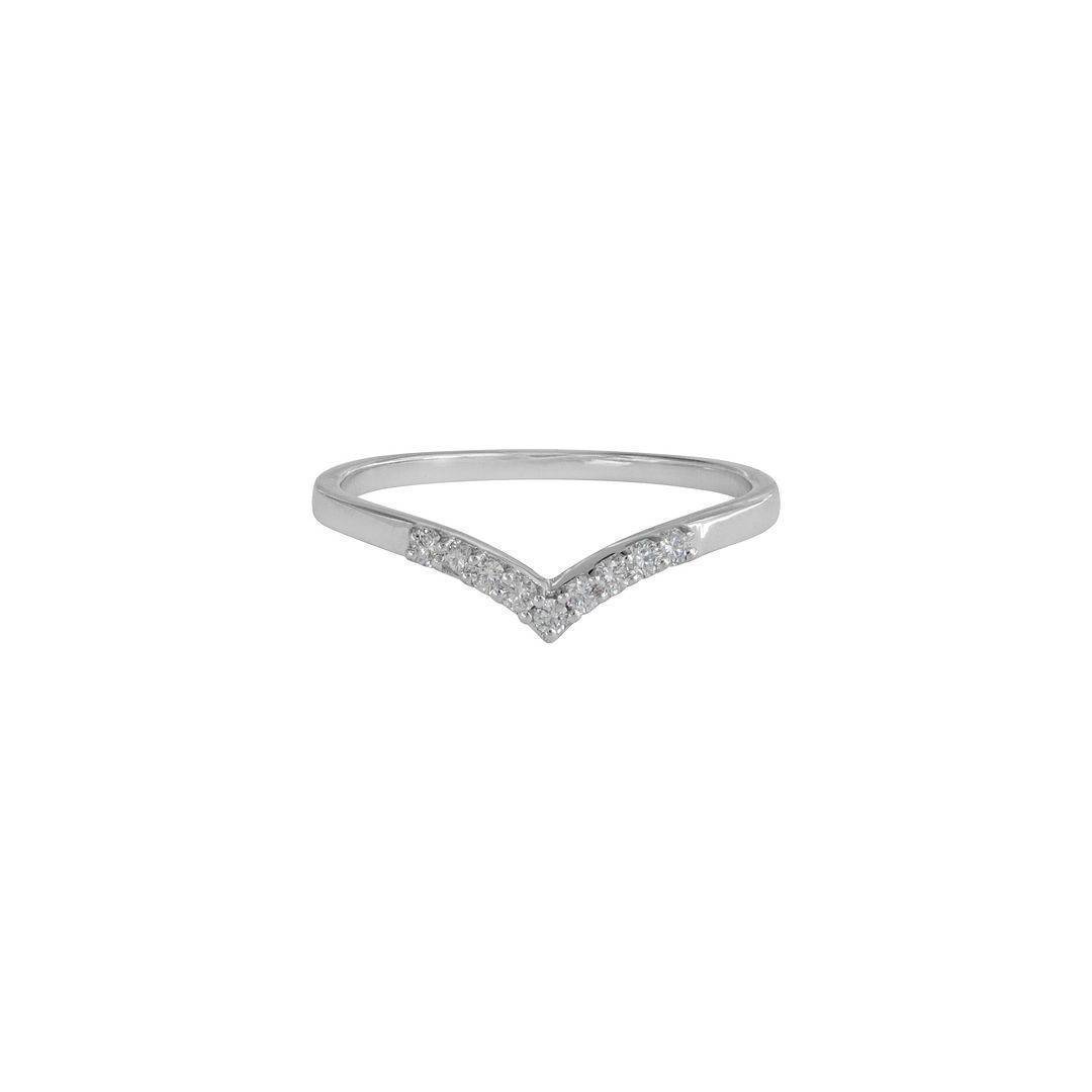 950 Platinum 0.14 Ct. Genuine Diamond Chevron V Shape Anniversary Ring Jewelry