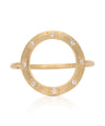 14K Gold 0.08 Ct. Genuine Diamond Open Circle Design Minimal Ring Fine Jewelry