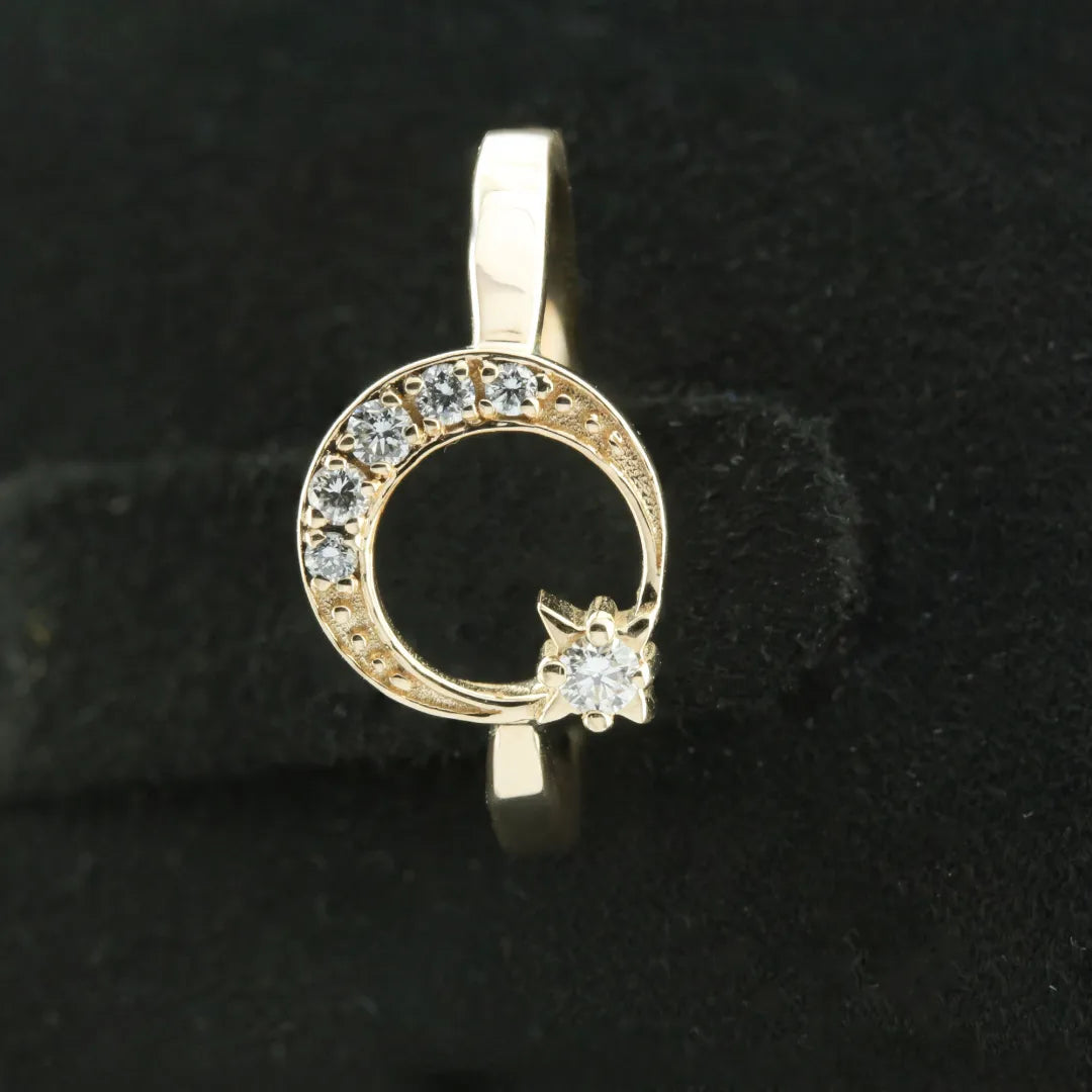 Crescent Moon Star Ring