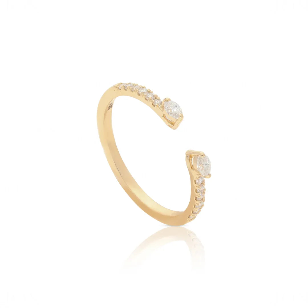 Marquise Diamond Open Cuff Ring