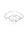 14K Gold 0.12 Ct. Genuine Diamond Evil Eye Chain Ring Christmas Gift Jewelry