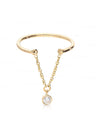 14K Gold 0.10 Ct. Genuine Dangling Chain Diamond Round Band Ring Jewelry