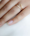 14K Yellow Solid Gold Shiny Chevron Design Ring Fine Jewelry Valentine's Gift For Her Size-7 US