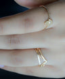 14K Yellow Solid Gold Shiny Chevron Design Ring Fine Jewelry Valentine's Gift For Her Size-7 US