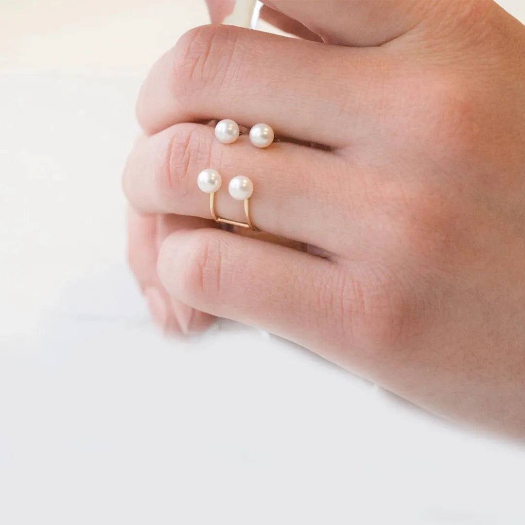 Double Baby Pearl Ring | Open Band