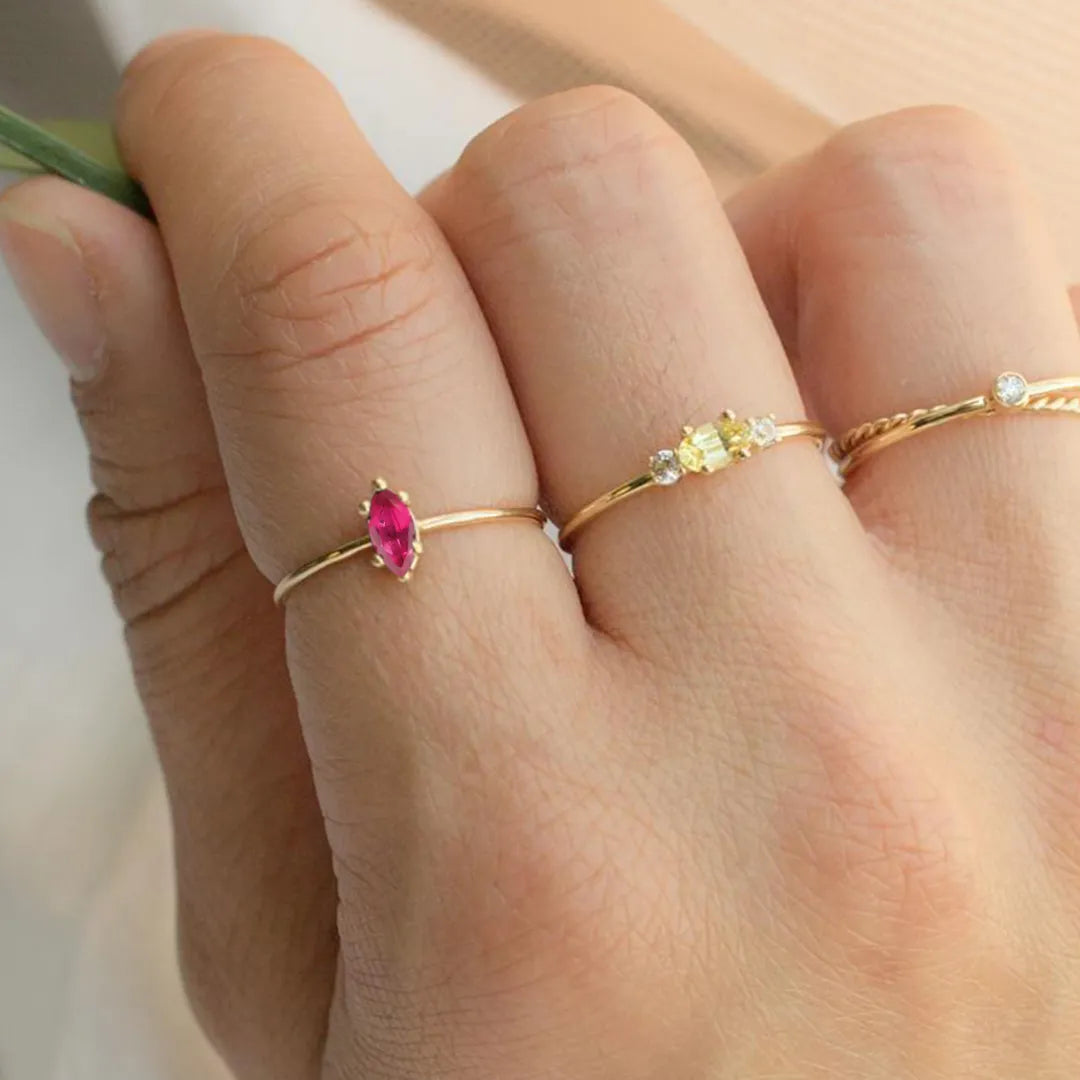 Marquise Custom Gemstone Ring|14k Gold,Ruby/Emerald/Sapphire