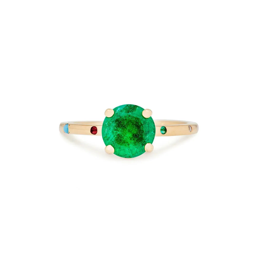 Emerald and Multi-Color Stone Ring|14k Gold