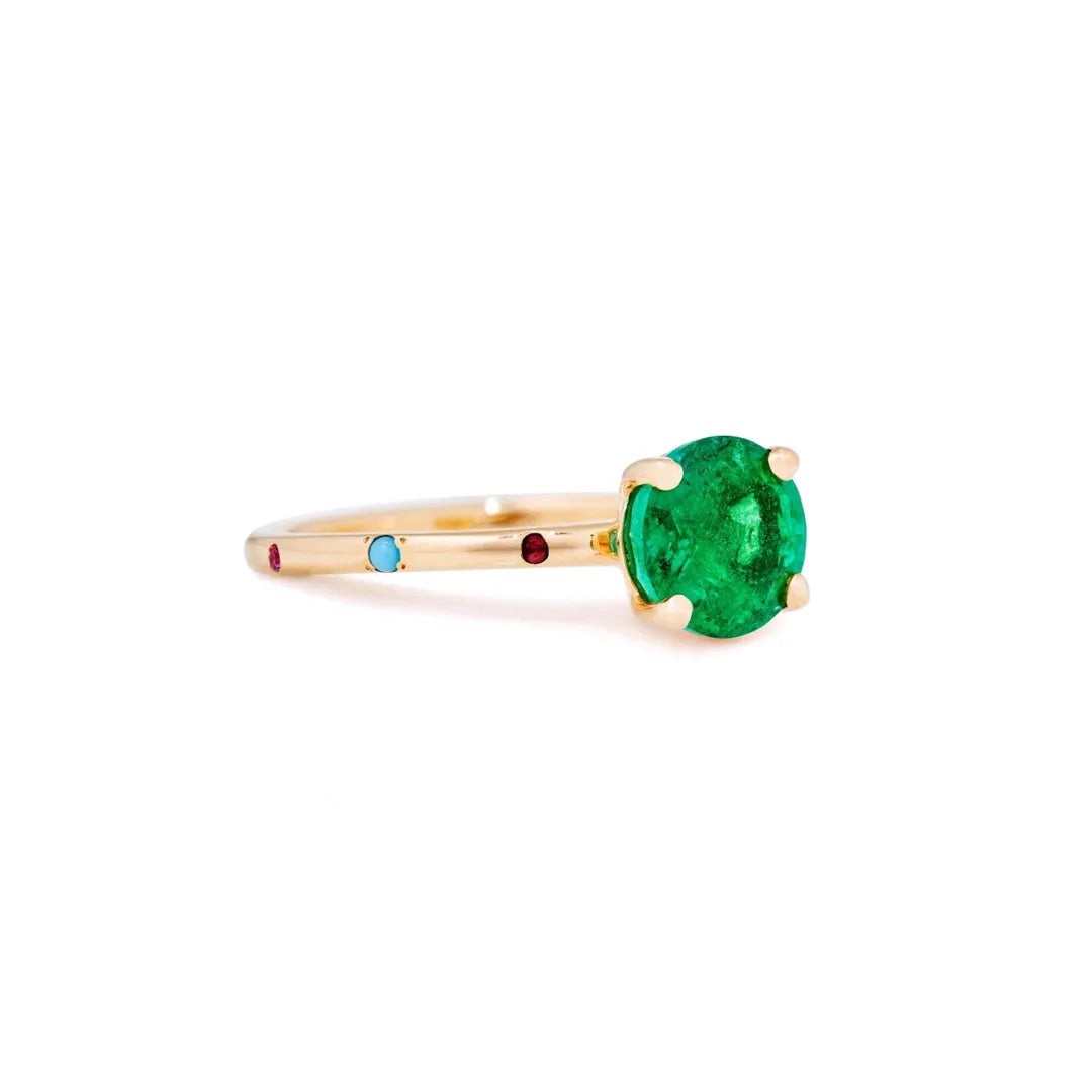 Emerald and Multi-Color Stone Ring|14k Gold