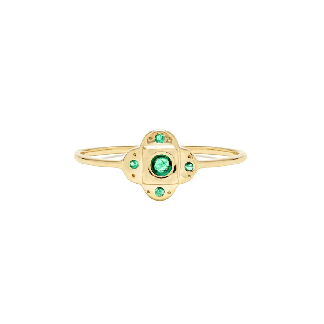 Four-Clover Emerald Ring