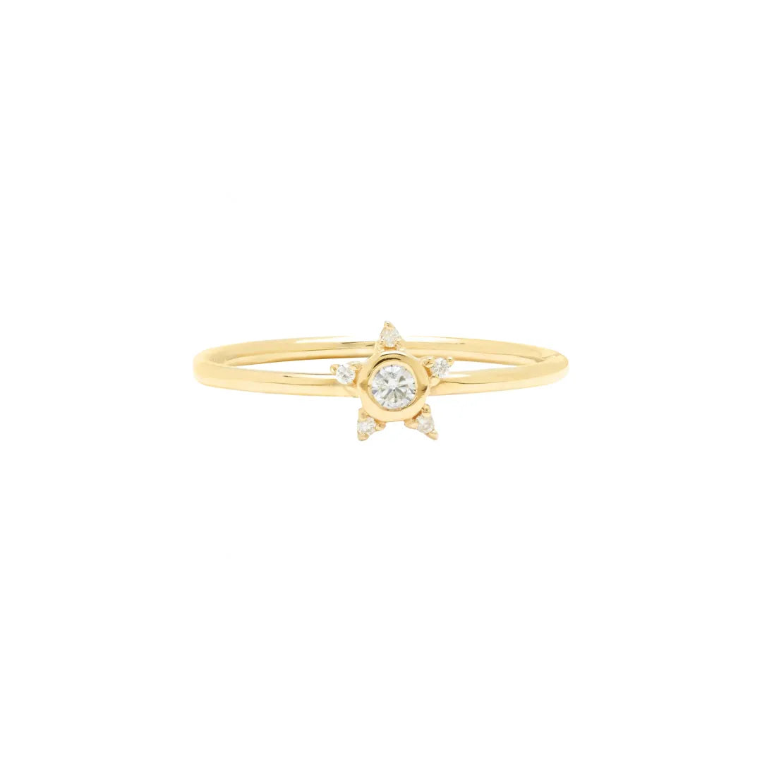 Stella Star Ring|14k Gold, Diamond