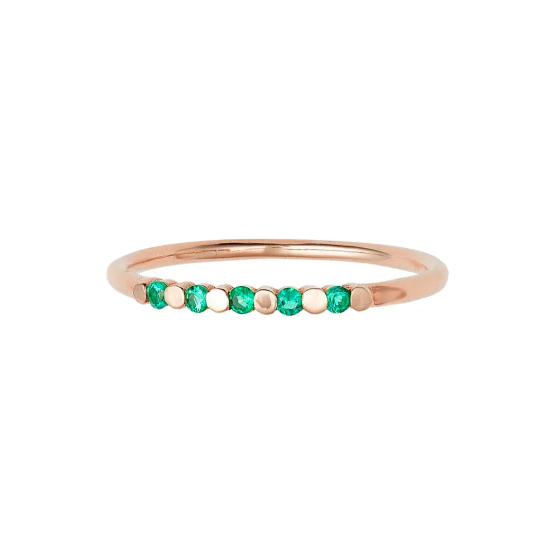 14K Gold Emerald Gemstone Wedding Band Fine Jewelry